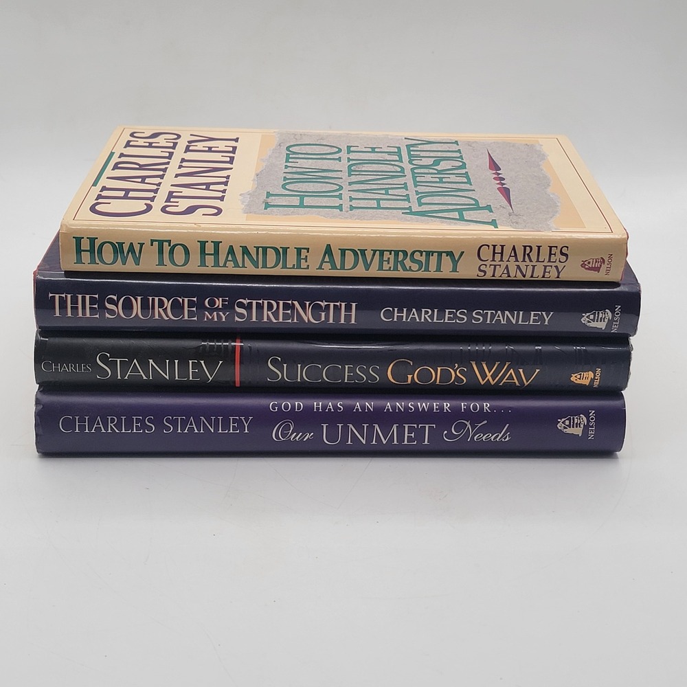 Charles Stanley 4 Book Set Hardcover Success‎ Strength Adversity Needs Good
